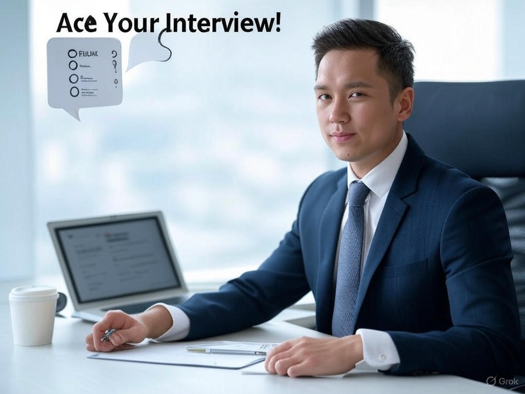 Confident job applicant answering interview questions