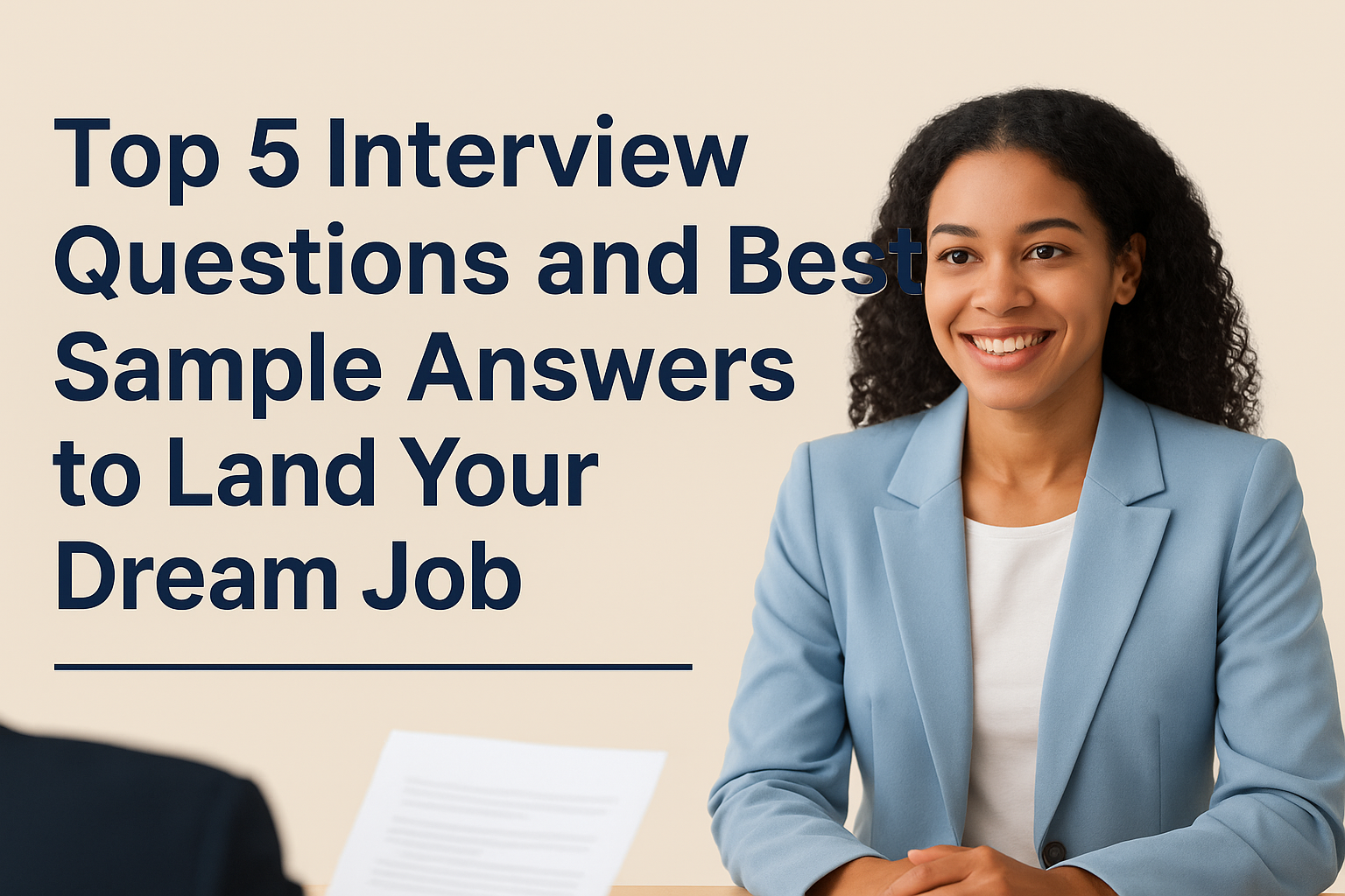 Professional candidate confidently answering job interview questions in a corporate setting