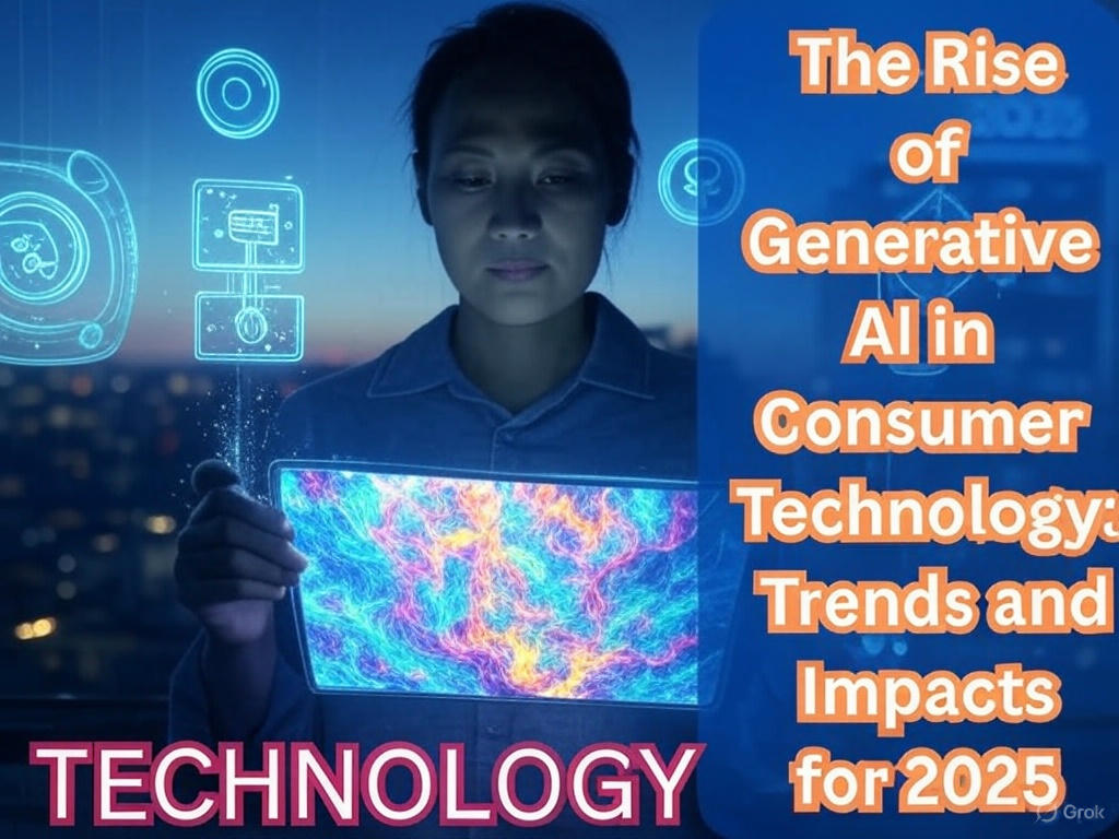 Futuristic featured image of generative AI in consumer technology for 2025