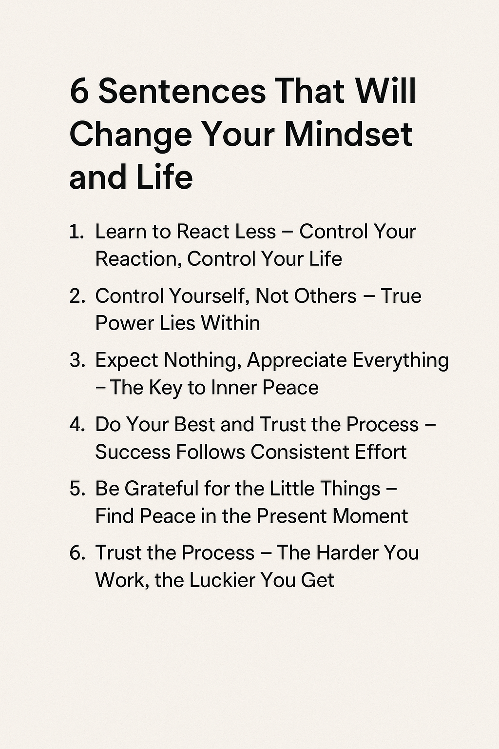 "6 Sentences That Will Change Your Mindset and Life."
