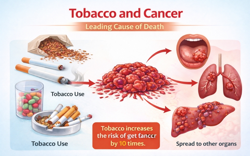 image showing relation between Tobacco and cancer