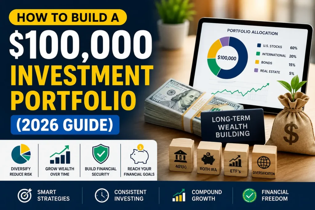 How to Build a $100,000 Investment Portfolio using ETFs, index funds, diversification, and long-term investing strategies.